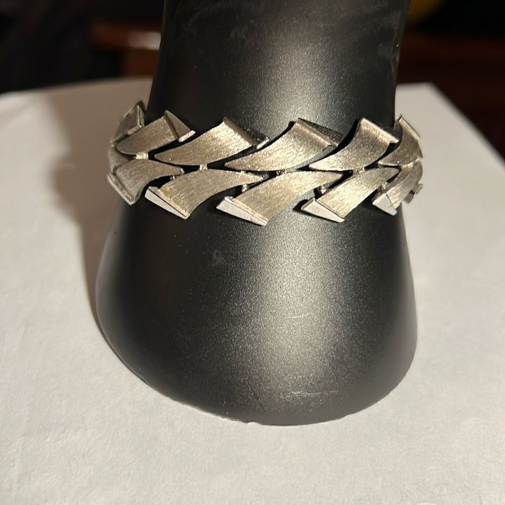 Trifari 7.5” brushed faux silver ladies bracelet.